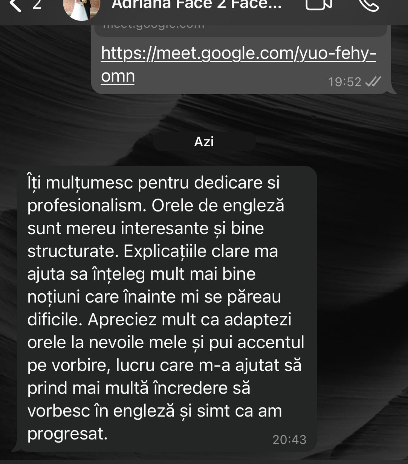 Mesaj de la Cursant adult